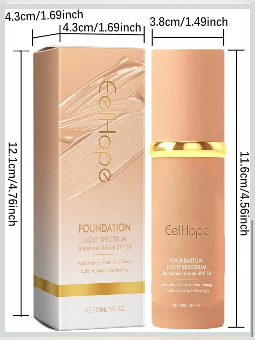 Foundation Light Spectrum SPF 50 color, adapting technology new not opened
